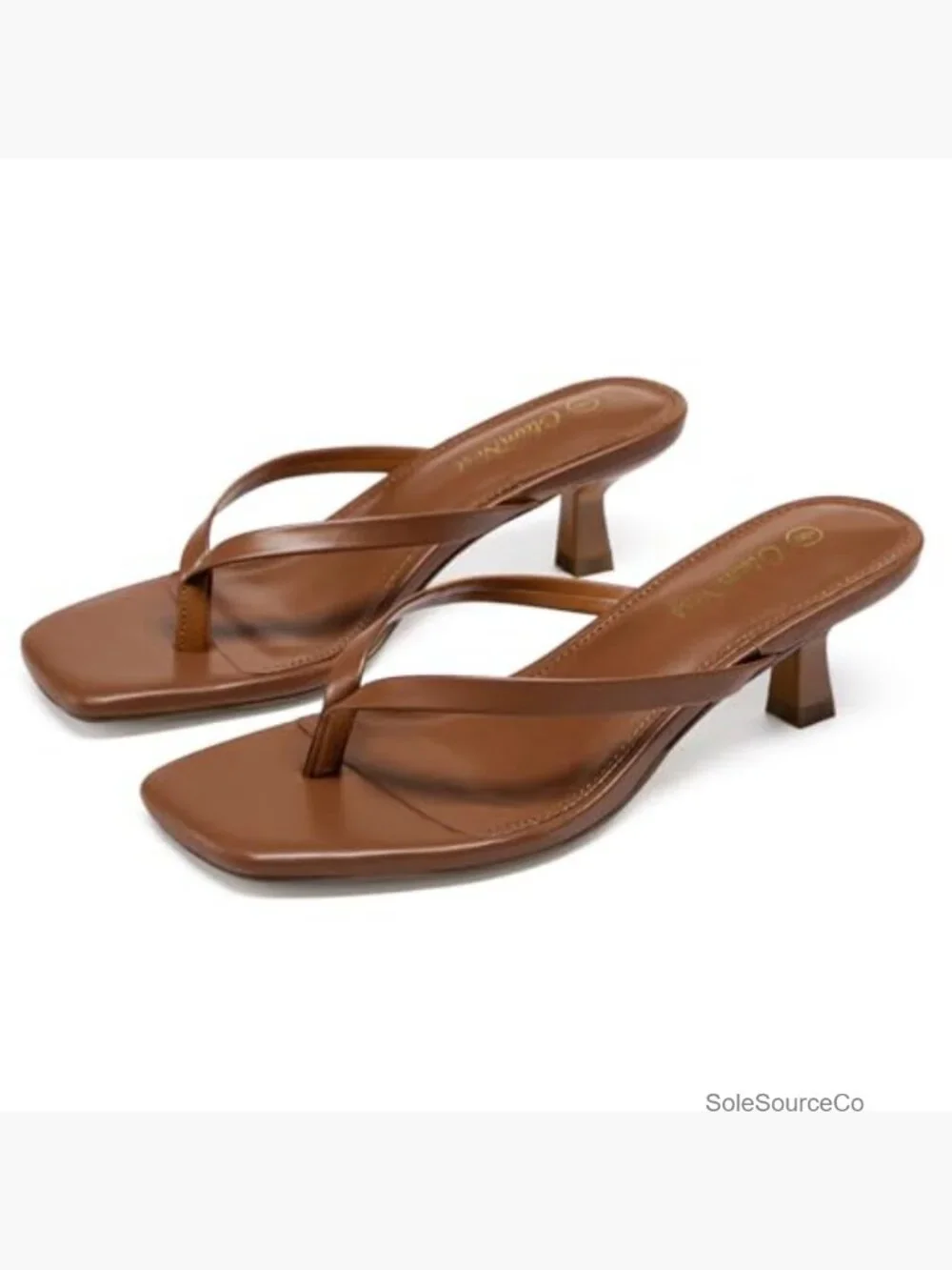 Kitten Heel Sandals Square Open Toe Slip On Heels Comfortable 2 Inch Heeled
